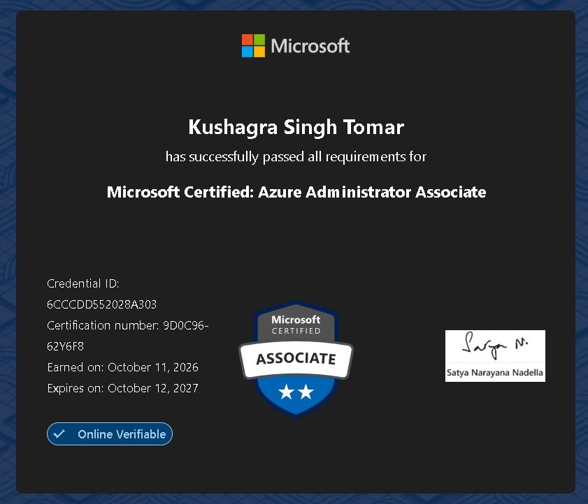 Azure Administrator Associate certificate