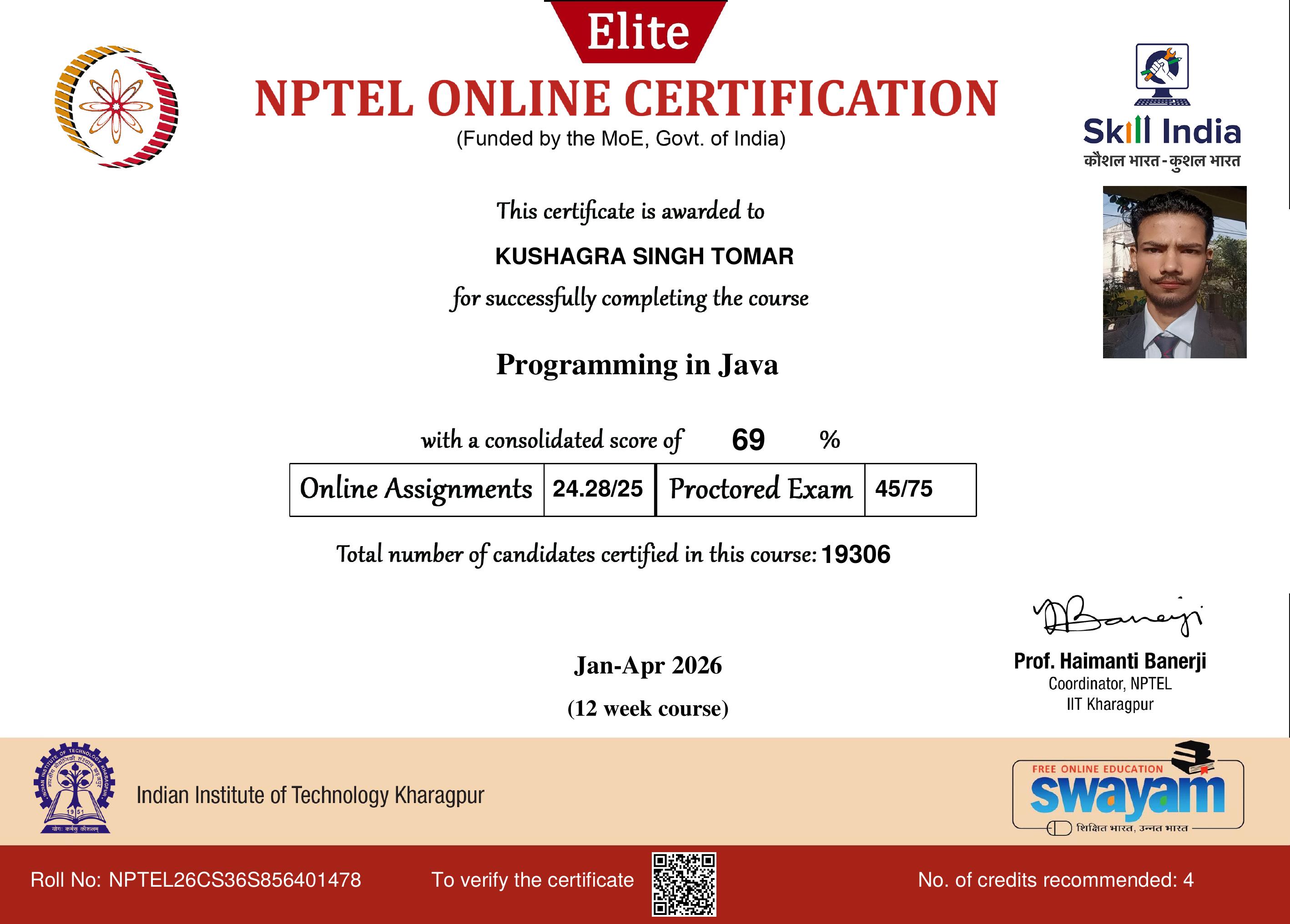 Programming in Java (Elite) certificate